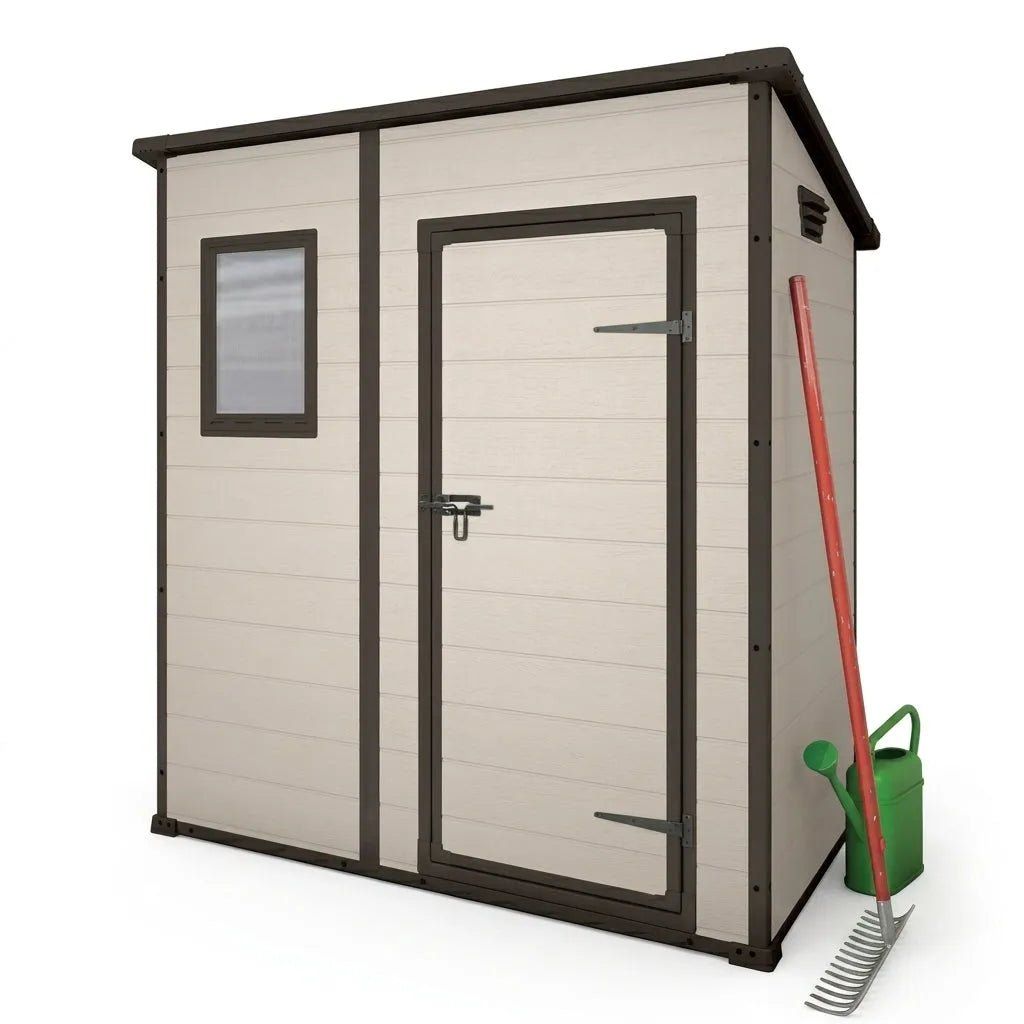 Keter 6×4 Manor Plastic Pent Garden Storage Shed Beige