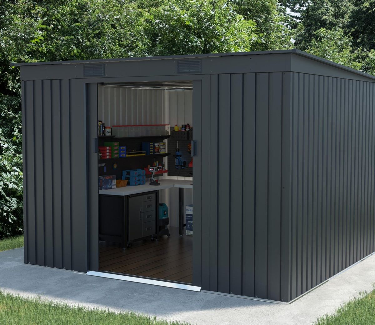 Lotus Sheds Adonis 9 x 8 ft Pent Metal Shed