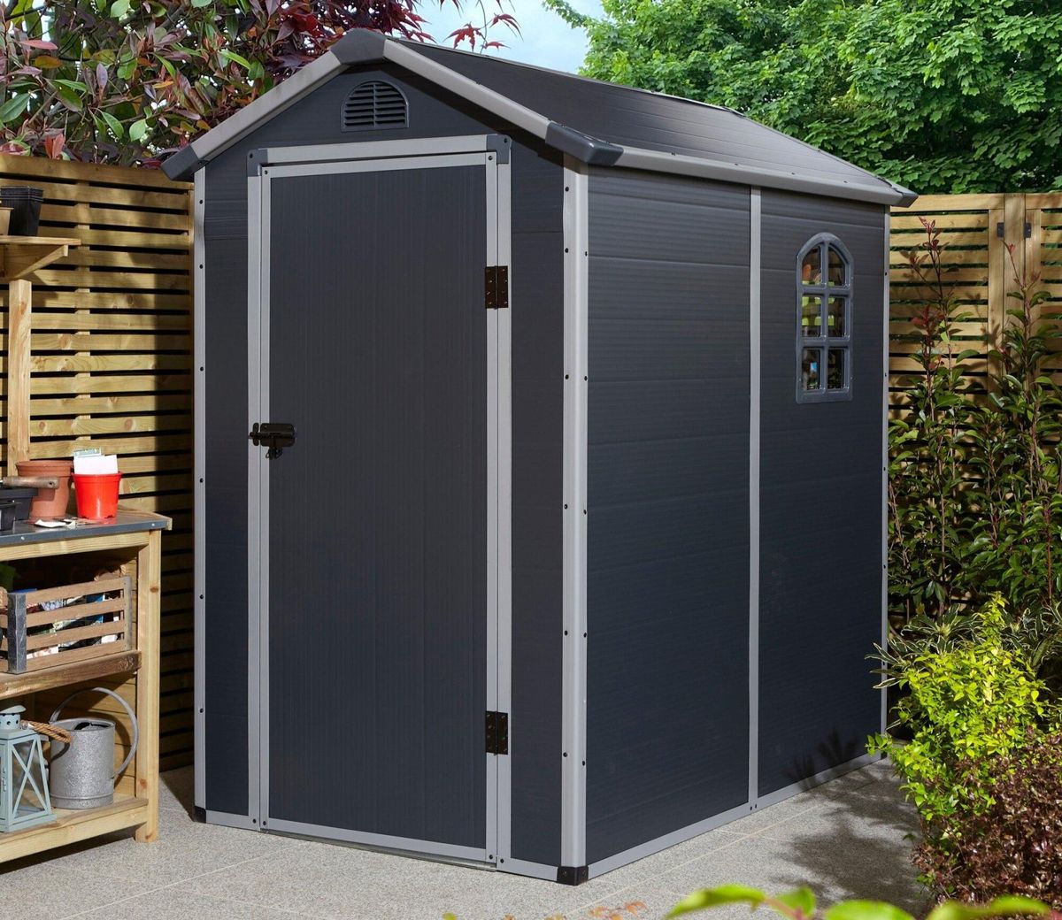 Apex Sheds in a British garden setting