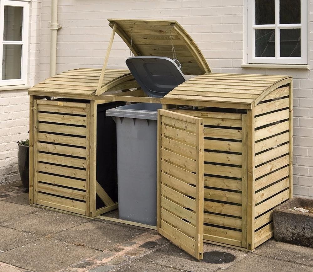 Wheelie Bin Stores in a British garden setting