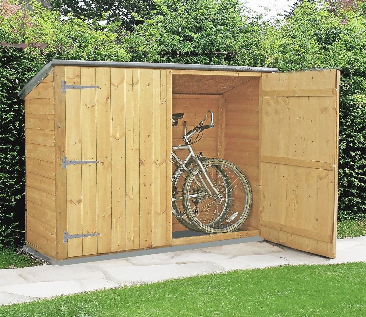 Bicycle Storage in a British garden setting